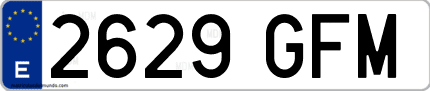 Ejemplo de matrícula de coche ordinaria 2629 GFM