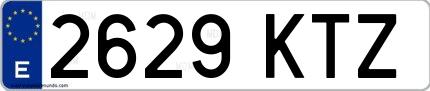 Ejemplo de matrícula española 2629 KTZ