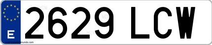 Ejemplo de matrícula española 2629 LCW