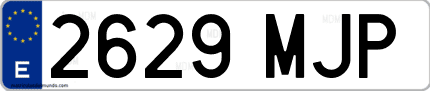 Ejemplo de matrícula de coche ordinaria 2629 MJP