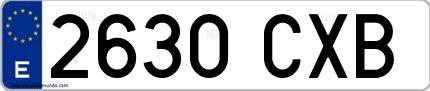 Ejemplo de matrícula española 2630 CXB