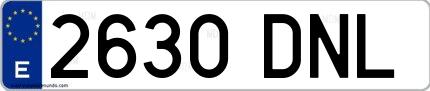 Ejemplo de matrícula española 2630 DNL