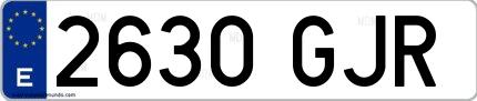 Ejemplo de matrícula española 2630 GJR