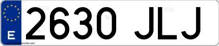 Ejemplo de matrícula española 2630 JLJ
