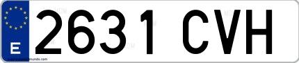 Ejemplo de matrícula española 2631 CVH