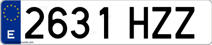 Ejemplo de matrícula de coche ordinaria 2631 HZZ