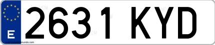 Ejemplo de matrícula española 2631 KYD