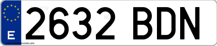 Ejemplo de matrícula de coche ordinaria 2632 BDN