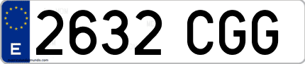 Ejemplo de matrícula de coche ordinaria 2632 CGG