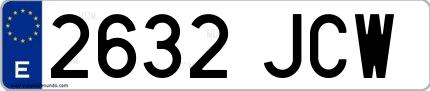 Ejemplo de matrícula española 2632 JCW