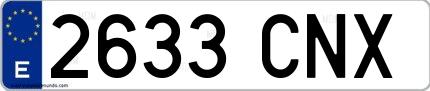 Ejemplo de matrícula española 2633 CNX