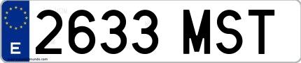 Ejemplo de matrícula española 2633 MST
