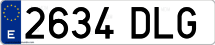 Ejemplo de matrícula de coche ordinaria 2634 DLG
