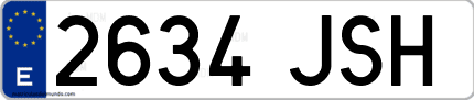 Ejemplo de matrícula de coche ordinaria 2634 JSH