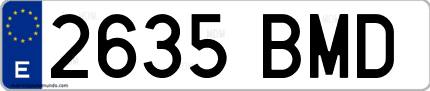 Ejemplo de matrícula de coche ordinaria 2635 BMD