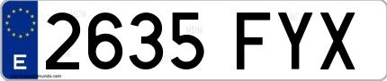 Ejemplo de matrícula española 2635 FYX