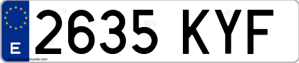 Ejemplo de matrícula de coche ordinaria 2635 KYF