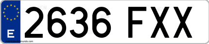 Ejemplo de matrícula de coche ordinaria 2636 FXX