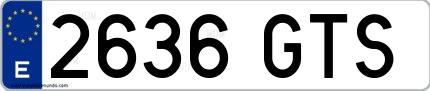 Ejemplo de matrícula española 2636 GTS