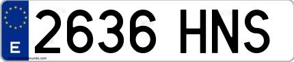 Ejemplo de matrícula española 2636 HNS