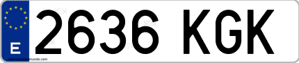 Ejemplo de matrícula de coche ordinaria 2636 KGK