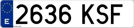 Ejemplo de matrícula española 2636 KSF