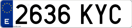 Ejemplo de matrícula de coche ordinaria 2636 KYC