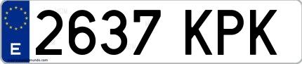 Ejemplo de matrícula española 2637 KPK