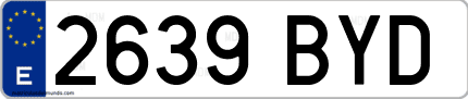 Ejemplo de matrícula de coche ordinaria 2639 BYD