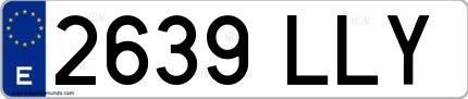 Ejemplo de matrícula española 2639 LLY
