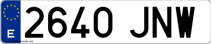 Ejemplo de matrícula de coche ordinaria 2640 JNW