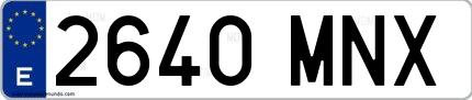 Ejemplo de matrícula española 2640 MNX