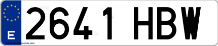 Ejemplo de matrícula de coche ordinaria 2641 HBW