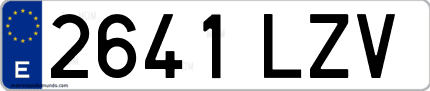 Ejemplo de matrícula de coche ordinaria 2641 LZV
