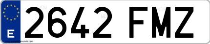 Ejemplo de matrícula española 2642 FMZ