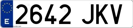 Ejemplo de matrícula española 2642 JKV
