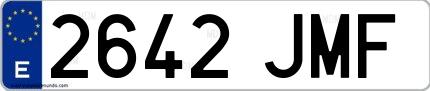 Ejemplo de matrícula española 2642 JMF
