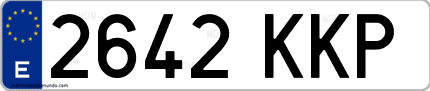 Ejemplo de matrícula de coche ordinaria 2642 KKP