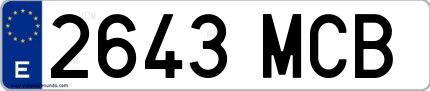 Ejemplo de matrícula española 2643 MCB