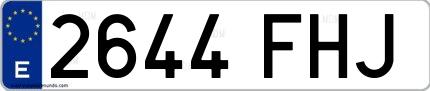 Ejemplo de matrícula española 2644 FHJ