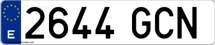 Ejemplo de matrícula española 2644 GCN