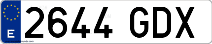 Ejemplo de matrícula de coche ordinaria 2644 GDX