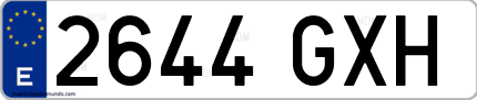 Ejemplo de matrícula de coche ordinaria 2644 GXH