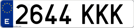 Ejemplo de matrícula de coche ordinaria 2644 KKK