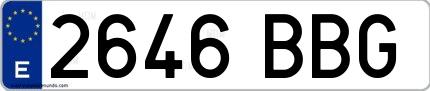 Ejemplo de matrícula española 2646 BBG
