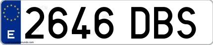 Ejemplo de matrícula española 2646 DBS