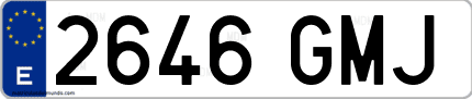 Ejemplo de matrícula de coche ordinaria 2646 GMJ