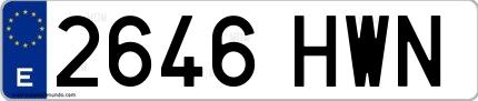 Ejemplo de matrícula española 2646 HWN