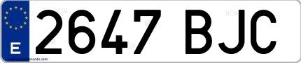Ejemplo de matrícula española 2647 BJC