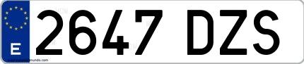 Ejemplo de matrícula española 2647 DZS